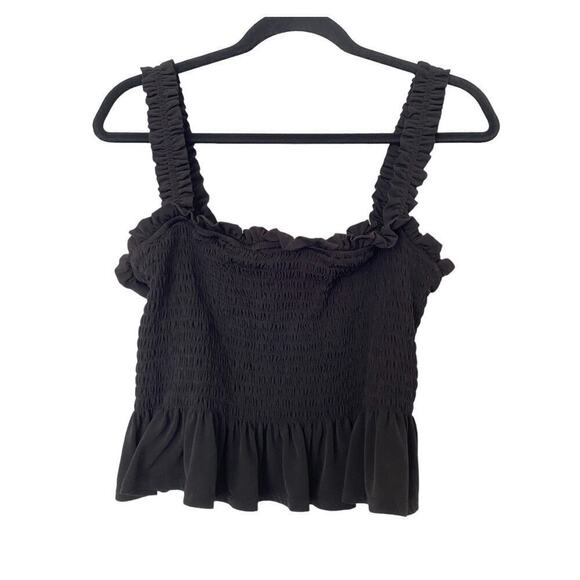 Black BCBG Generation Smocked Cami with Baby Peplum - Picture 1 of 3